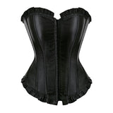 Hot Sell Black Satin Sexy Overbust Lace Up Slimming Corset And Bustier Top Shaper For Women Plus Size S-2XL