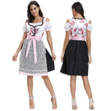 Sexy Flower Pattern Dirndl Dress Women Bavaria German Oktoberfest Beer Girl Costume Outfit