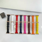 Crocodile skin Leather Strap for Apple Watch 6 Band SE 5 40mm 44mm Thin Bracelet Belt for iWatch Series 4 3 38mm 42mm Watchbands
