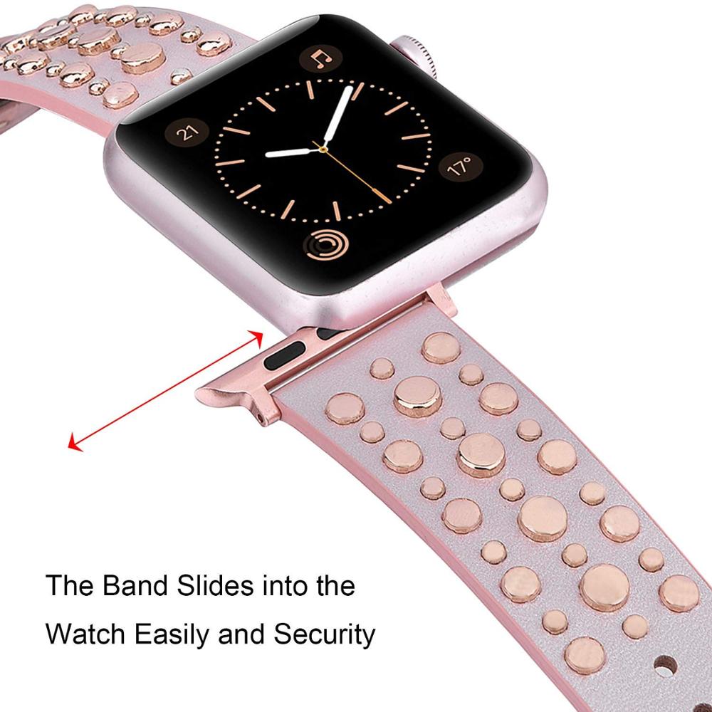 Rivets Band for apple watch Series 7/6/5/4/3 SE sport loop strap correa iwatch 7 38mm 40mm bracelet 41/45mm 44/42mm Leather belt