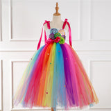 Fancy Rainbow Candy Costume Cosplay For Girls Halloween Costume For Kids Carnival Party Suit Dress Up