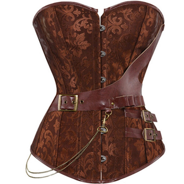 Women Steampunk Corset Sexy Black Faux Leather Corsets And Bustiers  Slimming Steel Boned Bodice Gothic Corselet XS-6XL