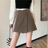 Women Casual Shorts Skirts Korean Style All-match Solid Color Ladies High Waist Short Pants