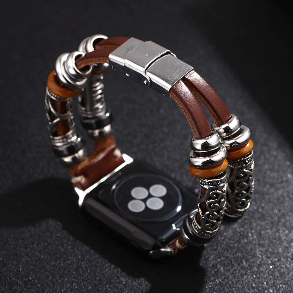 Leather Strap For Apple Watch Band Handmade Double Tour Bracelet