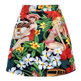 New Arrivals Summer Beach Mini Skirts Women Harajuku Pencil Korean Streetwear Vintage Black Floral Print Short Sexy A Line Skirt