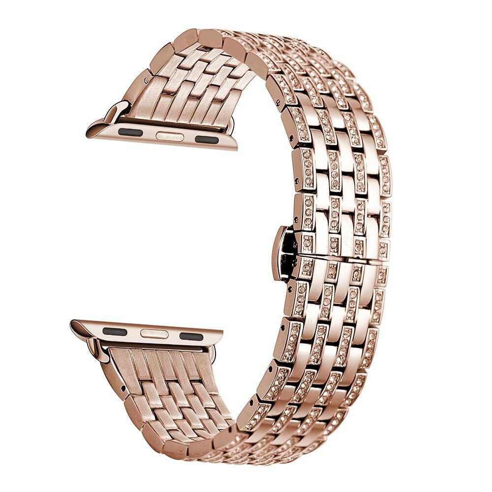 Luxury Metal Diamond Case For Apple Watch Stainless Steel Strap Watch Band