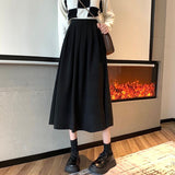 Women High Waist Casual Korean Style All-match Ladies Elegant A-line Long Skirt