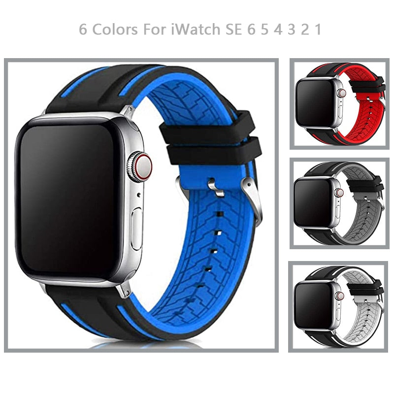 Breathable silicone Strap For Apple Watch Band 44/40/38/42mm Soft Wristband iWatch Series Bands 6 SE 5 4 3 Sports Belt Bracelet