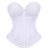 Elasticity Sexy Straps Halter Overbust Corset Lingerie Top Wedding Black/White Cotton with Cup Body shaper Hot Corset Bustier