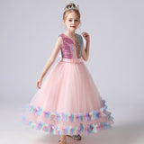 Baby Girl Pink Princess Dress Sequin Flower Girl Dress Birthday Party Dress Kids Formal Wear Wedding Party Dress With Bow