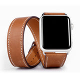 Double Tour Strap for Apple watch band 45mm 41mm 44mm/40mm 42mm/38mm Leather watchband bracelet iWatch series 5 4 3 se 6 7 band