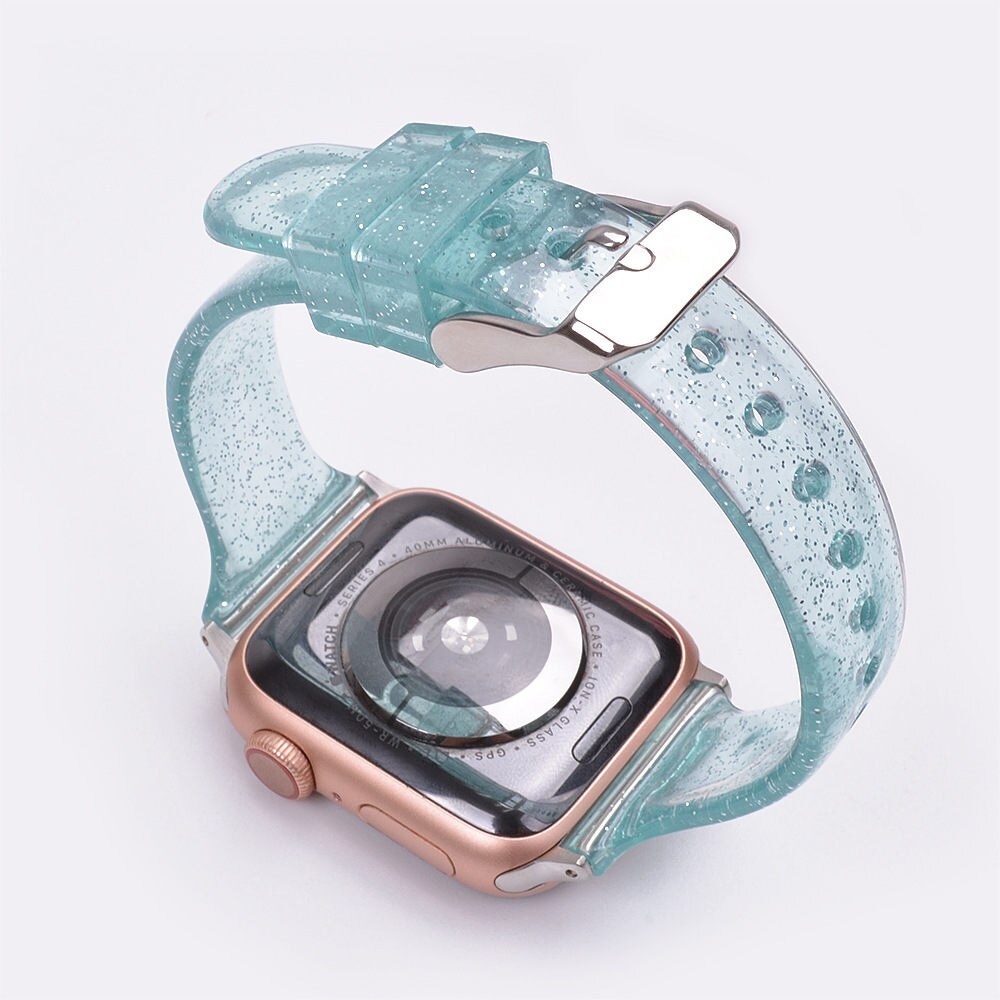 Glitter Silicone Watchband for Apple Watch 5 42mm 44mm 38mm 40mm Slim Transparent Bracelet Band Strap correa for iwatch 5 4 3 2