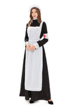 4pcs/set New Manor Maid Costume French Servant Uniform For Women Halloween Party Cosplay Red Cross Nurse Fancy Dress