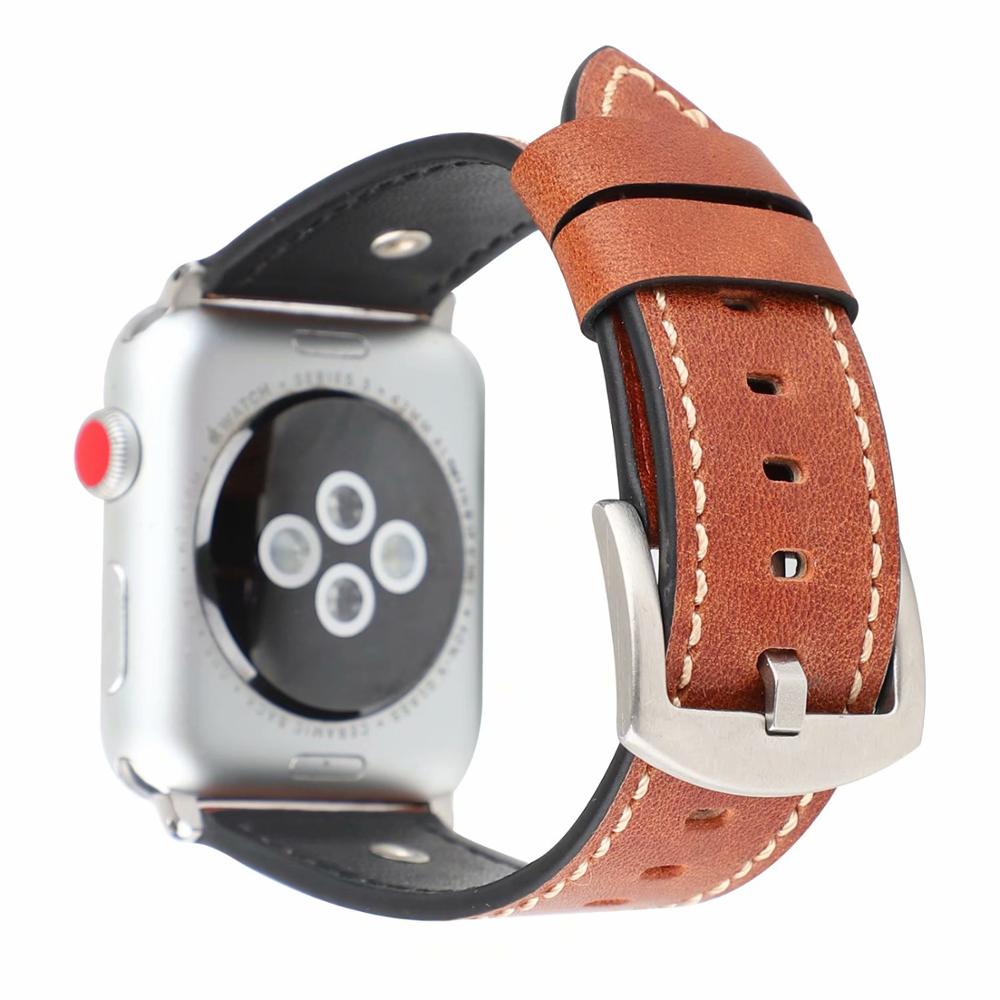 Band For Apple Watch 5/4 44mm 40mm Leather Watchband Replacement Bracelet Strap Sport Loop for iwatch series 3/2/1 42mm 38mm