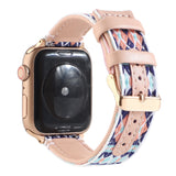 Ethnic style Leather Strap for Apple Watch Band SE 6 5 40mm 44mm Belt Bracelet Bands for iWatch Series 6 4 3 38mm 42mm Watchband