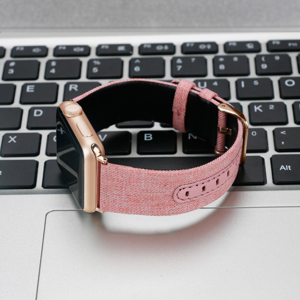 Leather Strap For Apple watch 6 band 40mm 44mm iWatch Band 38mm 42mm Leather+canvas belt bracelet Apple watch series 3 4 5 se 6