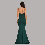 Elegant Mermaid Sexy High Slit Evening Dress Reflective Long V neck Beadings Formal Classy Sleeveless Prom