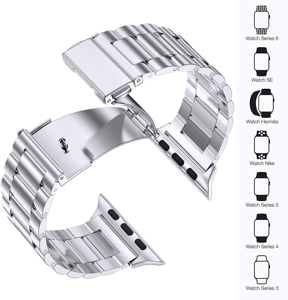 Metal Strap compatible for Apple Watch Metal Stainless Steel Iwatch Band With Tool