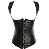 Sexy Personal Straps Steam Gothic Spiral Steel Boned Bustier Top Plus Size Body Shapewear Vest PU Leather Underbust Corset