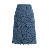 Lace Knee Length High Waisted Women Elegant Summer Korean Style Midi Skirts