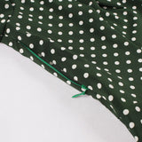 Bow Tie Neck Button Front Polka Dot Pinup 50s Vintage Shirt Dresses Women A-Line Summer Female Elegant Green Dress