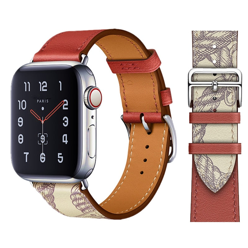 Single tour for Apple watch band 44mm 40mm 45mm 41mm 42mm 38mm 44 45 mm Genuine Leather bracelet iWatch serie 3 4 5 se 6 7 strap