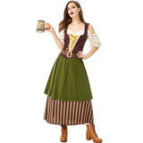 Oktoberfest Costume Germany Wench Beer Maid Dirndl Dress Bar Girl Long Green Fancy Dress New Bavarian Costume