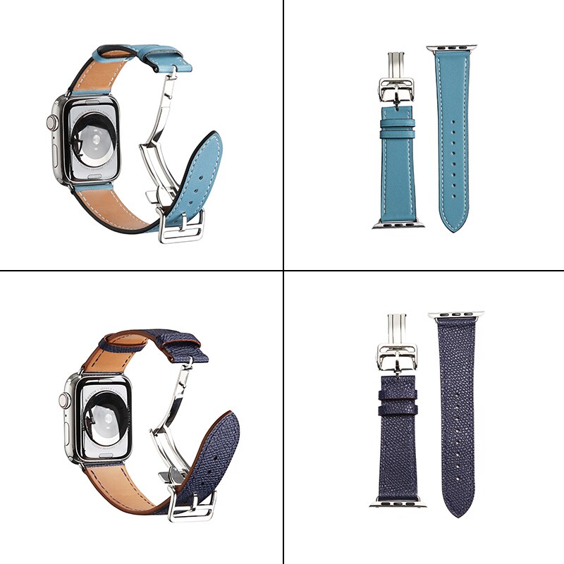 Folding Buckle Leather Bracelet for Apple Watch Band 6 SE 5 4 40/44mm Belt Wristband Strap for iWatch Series 3 38/42mm Watchband