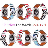 Flowers leather watchband for apple watch band 6 5 40mm 44mm Women&#39;s belt bracelet Strap for iWatch bands series 4 3 2 38mm 42mm