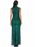 High Neck Sleeveless Mermaid Party Dress Sequins Formal Elegant Evening Dresses Vestidoes Prom Gowns