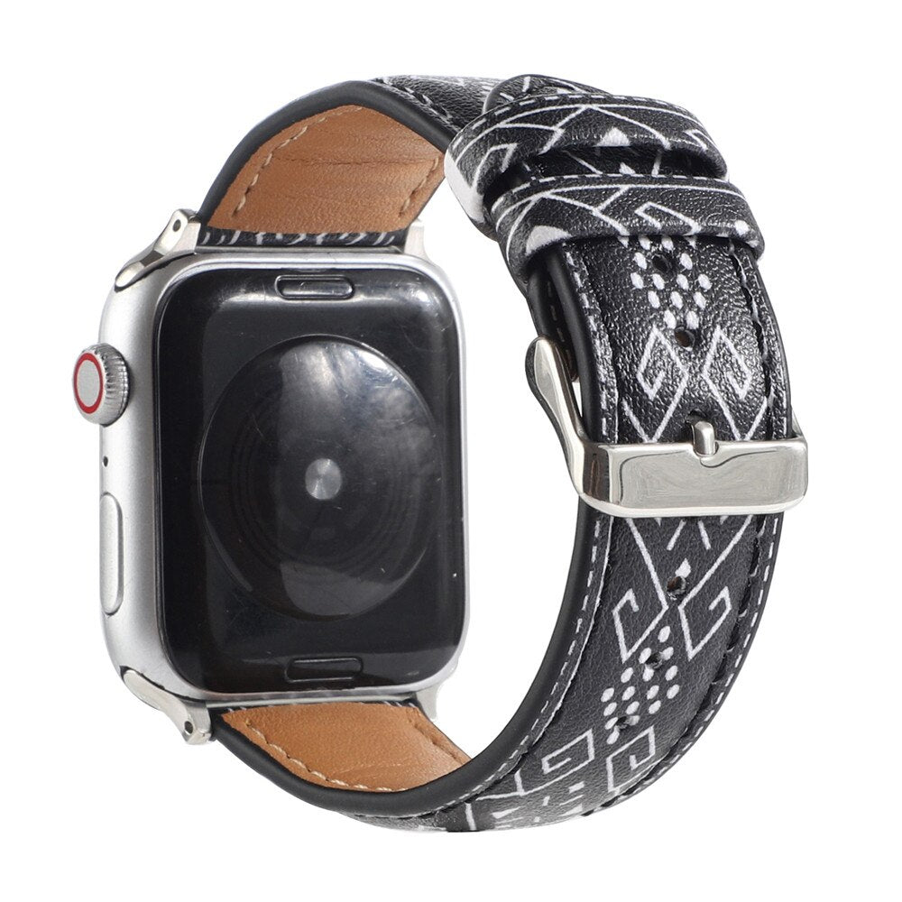 Marbling Leather Strap for Apple Watch 6 Band SE 5 40mm 44mm Clan style Bracelet Belt for iWatch Series 4 3 38mm 42mm Watchbands