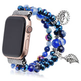 Blue Crystal Beads Strap for Apple Watch SE Series 6 5 4 3 Band Women Jewelry Bracelet for iWatch 40mm 44mm 38mm 42mm Wrist Belt