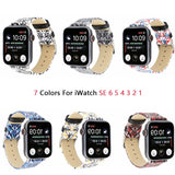 Graffiti Leather Bracelet for Apple Watch Band 6 SE 5 4 40/44mm Belt Wristband Strap for iWatch Bands Series 3 38/42mm Watchband