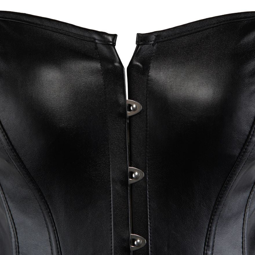 Sexy Lingerie Faux Leather Overbust Corset Bustier Top Plus Size S To 6XL  Gothic Vintage Dress Korsett