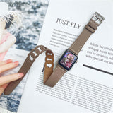Double Tour Swift Leather Strap for Apple Watch 7 6 Band 5 4 3 Bracelet for iWatch SE Series 41/45mm 44/40mm 42/38mm Wristbands