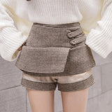 Ladies Elegant A-line Short Skirts Korean Style Vintage Woolen All-match Women High Waist Mini Skirt