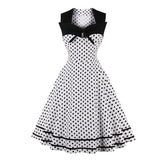 Plus Size Square Neck Tie Front Sleeveless Polka Dot Vintage Elegant Summer A Line Rockabilly Dress