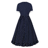 Short Sleeve Polka Dot Vintage 70s Summer Midi Dress High Waist Elegant Clothes for Women Ruffle Hem Long Dresses