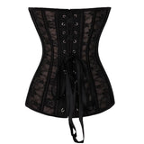 Sexy Women Gothic Corset Top Transparent Floral Lace Body Shapers Slimming Corselet Steel Bones Overbust Corsets Bustiers