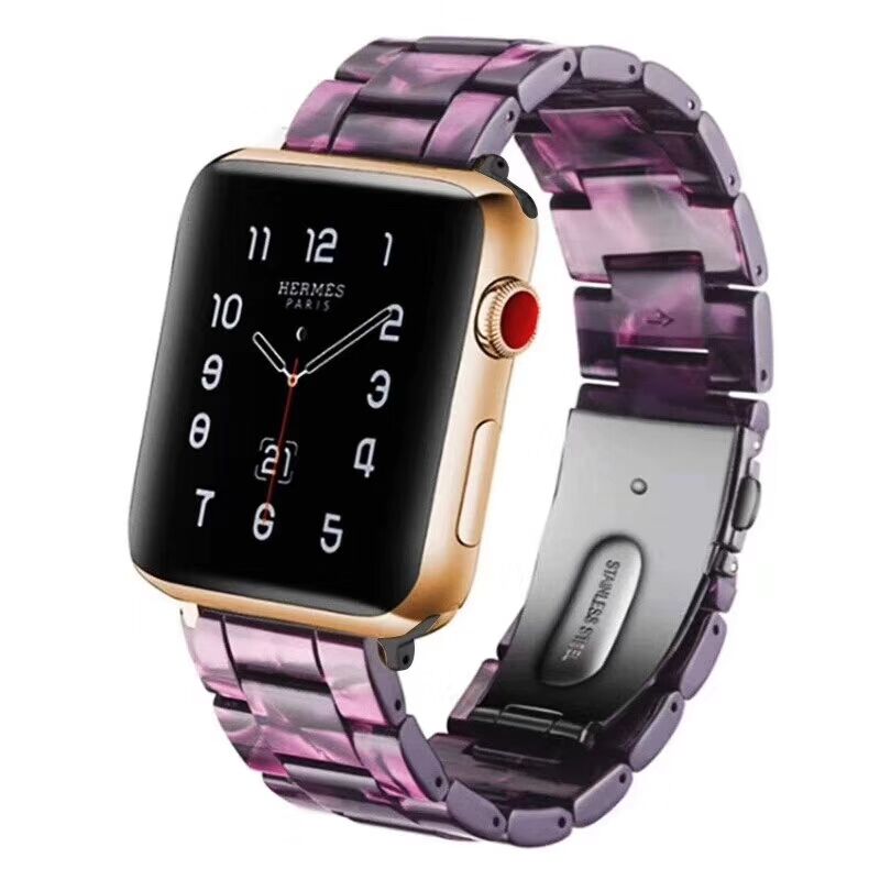 Resin Jewelry Band for apple watch strap 6 SE 5 4 44mm 40mm color Chain Bracelet For iWatch Bands 6 3 2 38mm 42mm Belt watchband