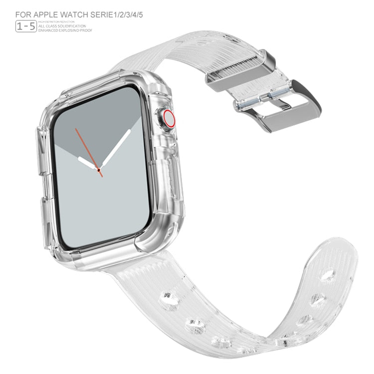Silicone band strap for apple watch 5 4 bands 42mm 38mm sport correa transparent for iwatch series 5 4 3/2/1 watchband 44mm 40mm