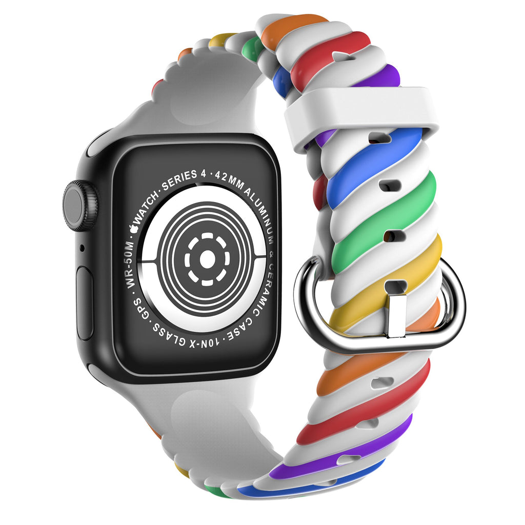 Two-tone Braided Silicone Band for Apple Watch 40mm 44mm Colorful Sport Bracelet 38mm 40mm Strap for iwatch Series 7 6 SE 5 4 3 2