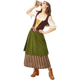 Oktoberfest Costume Germany Wench Beer Maid Dirndl Dress Bar Girl Long Green Fancy Dress New Bavarian Costume