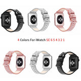 Glitter leather watchband for apple watch band SE 6 5 4 40mm 44mm belt bracelet bands for iWatch Strap series 6 4 3 2 38mm 42mm