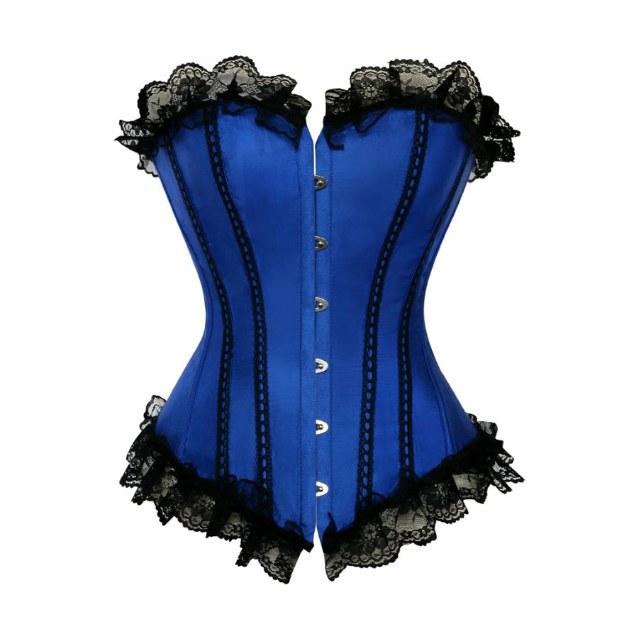 Victorian Vintage Brocade Lace Up Bustier Overbust Corset Top