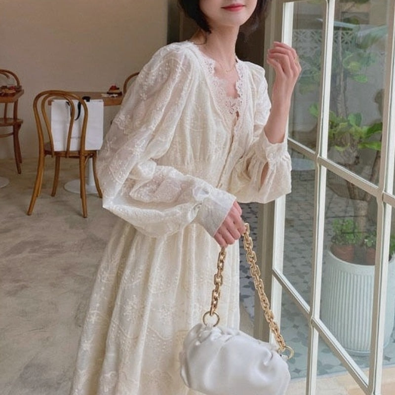 Korean Fashion Vintage Midi Dress Party Long Sleeve Sweet Y2k Dress La jetechband Korean Fashion Vintage Midi Dress Party Long Sleeve Sweet Y2k Dress La jetechband