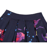 50s Retro Floral Print Vintage Pleated Skirts Womens Harajuku High Waist Plus Size Midi Skirt Cotton Summer 3XL Swing Skirt