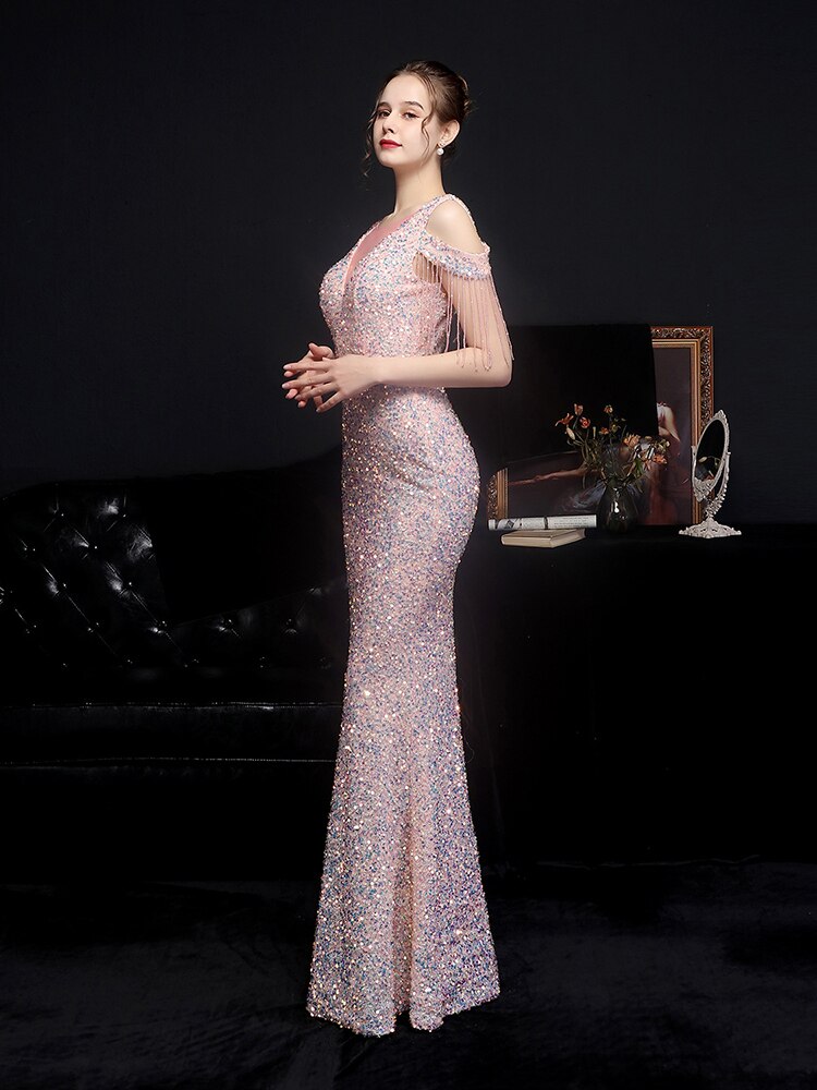 Off Shoulder Backless Evening Dress Women Mermaid Sequins Gowns Short jetechband Off Shoulder Backless Evening Dress Women Mermaid Sequins Gowns Short jetechband