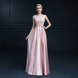 Elegant Evening Dress Long Appliques Lace Banquet Party Dress Stunning Satin Prom Dress