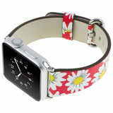 Chrysanthemum Pattern watch band For Apple Watch 4 5 44mm 40mm leather Bracelet Wrist straps For iwatch series 3 2 1 42mm 38mm